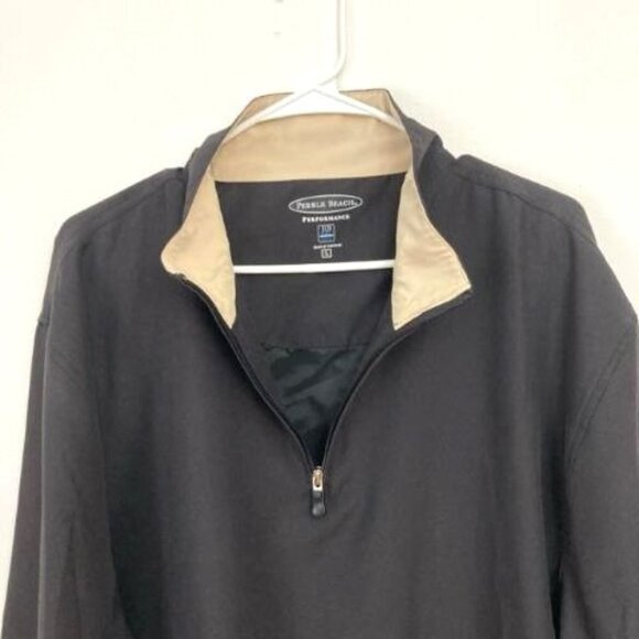 Pebble Beach Performance Men's Golf 1/4 Zip Pullover Windbreaker Size L Black - Picture 3 of 10